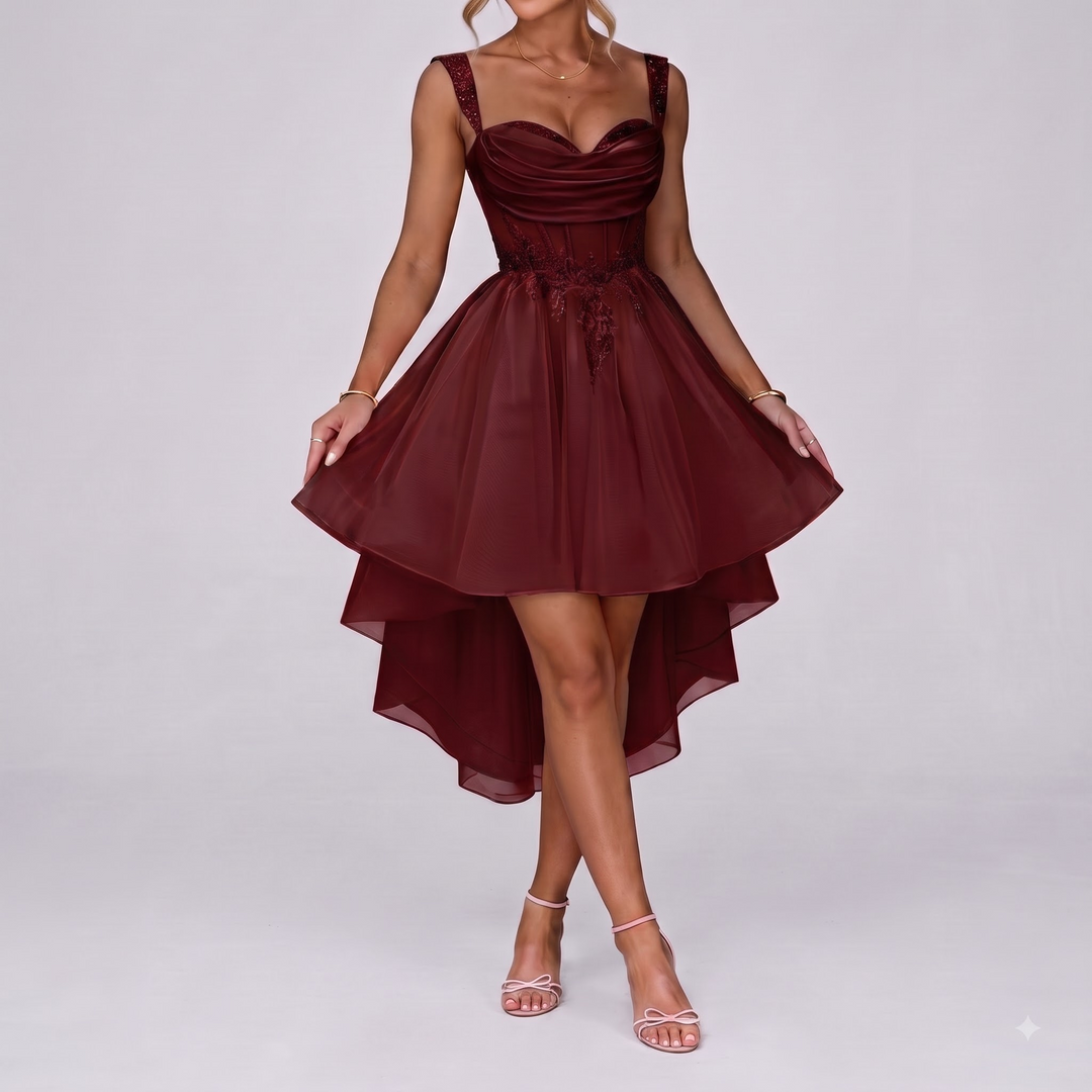 Women's Tulle Midi Dress with Fit and Flare Skirt 12