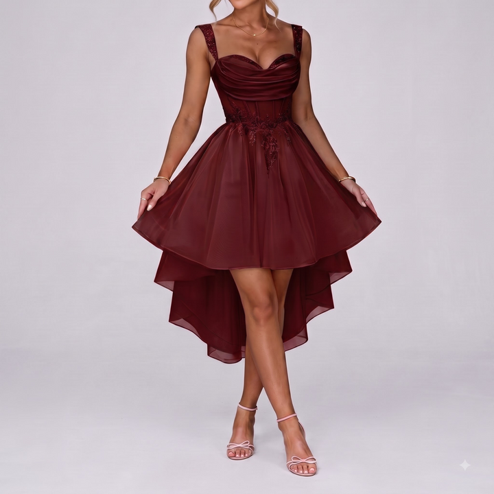 Women's Tulle Midi Dress with Fit and Flare Skirt 12