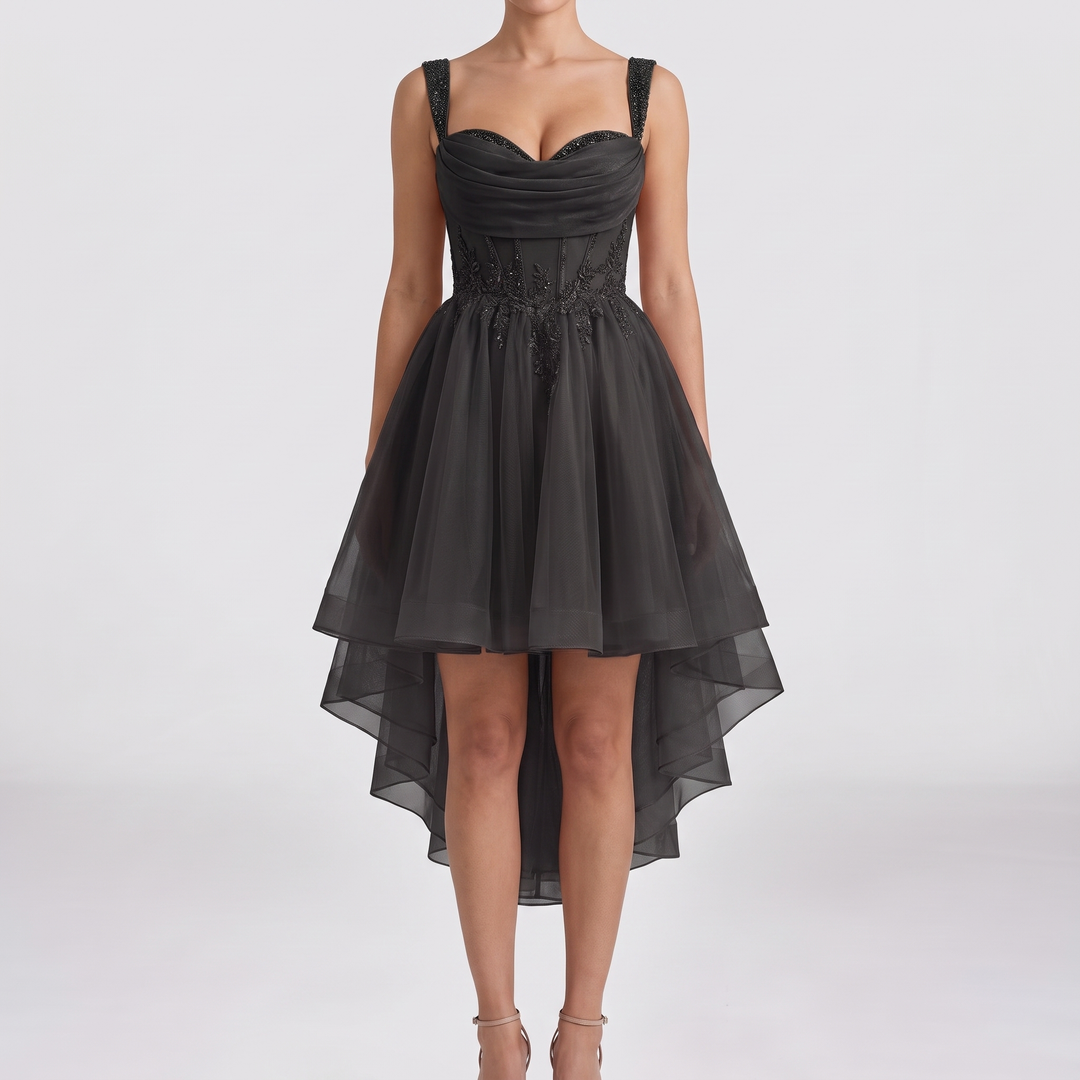 Women's Tulle Midi Dress with Fit and Flare Skirt 13