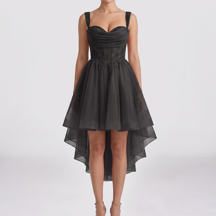 Women's Tulle Midi Dress with Fit and Flare Skirt 13