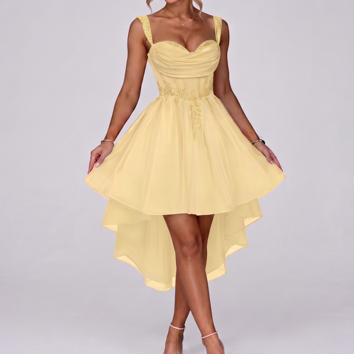 Women's Tulle Midi Dress with Fit and Flare Skirt 14