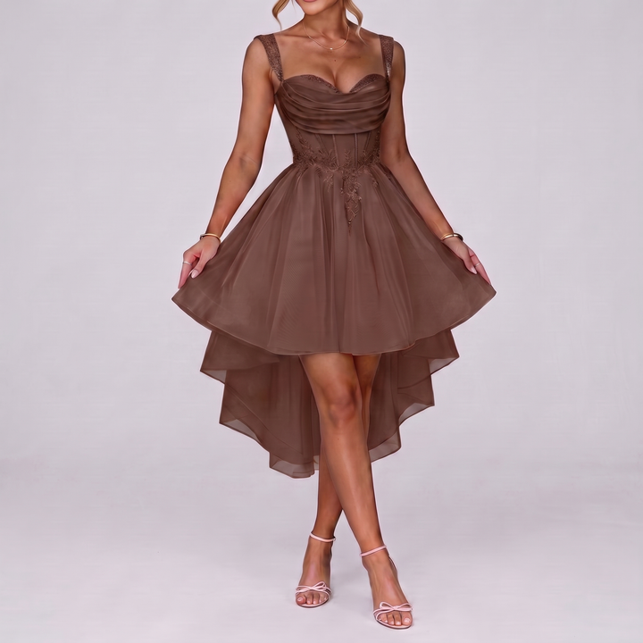 Women's Tulle Midi Dress with Fit and Flare Skirt 16