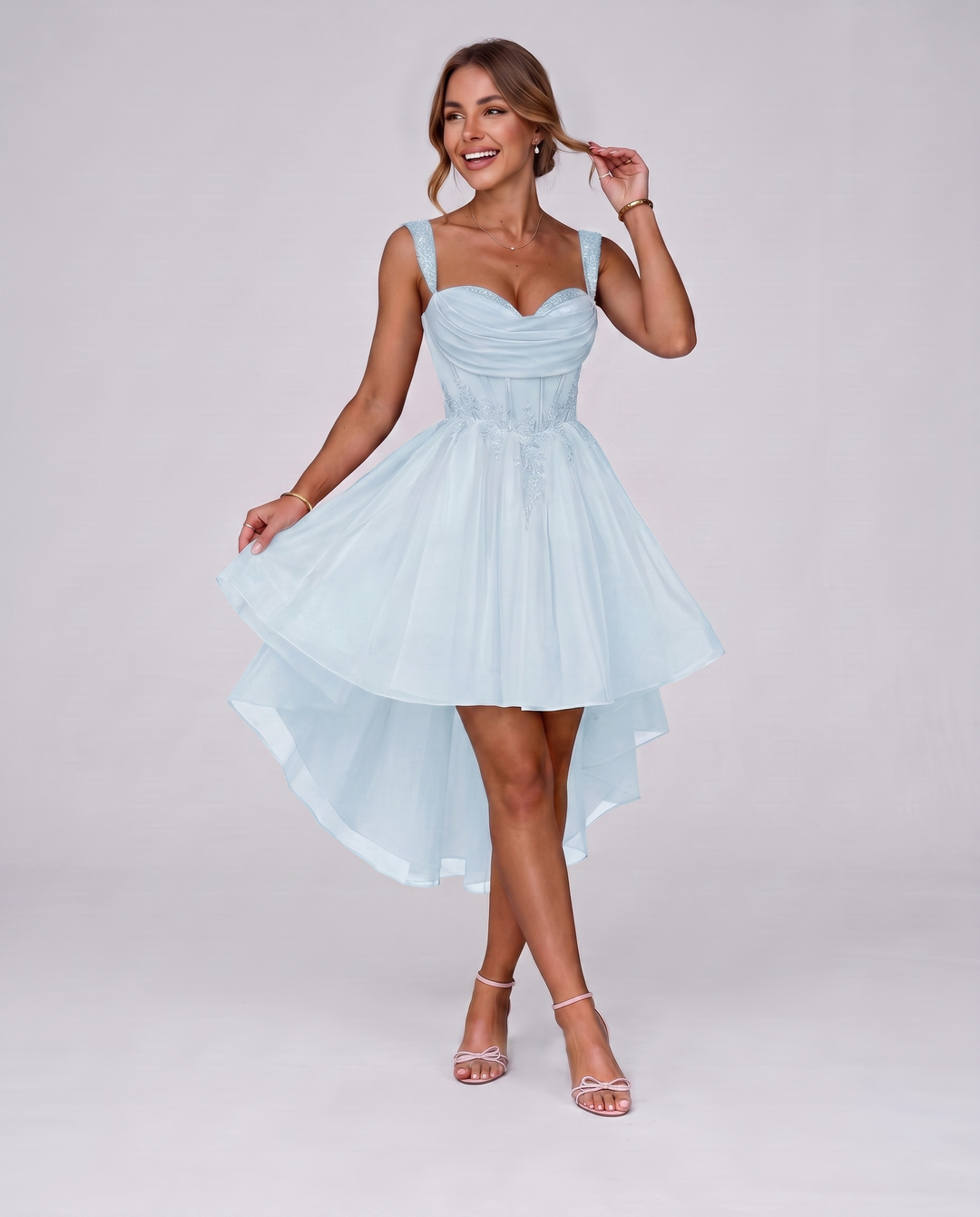 Women's Tulle Midi Dress with Fit and Flare Skirt 21