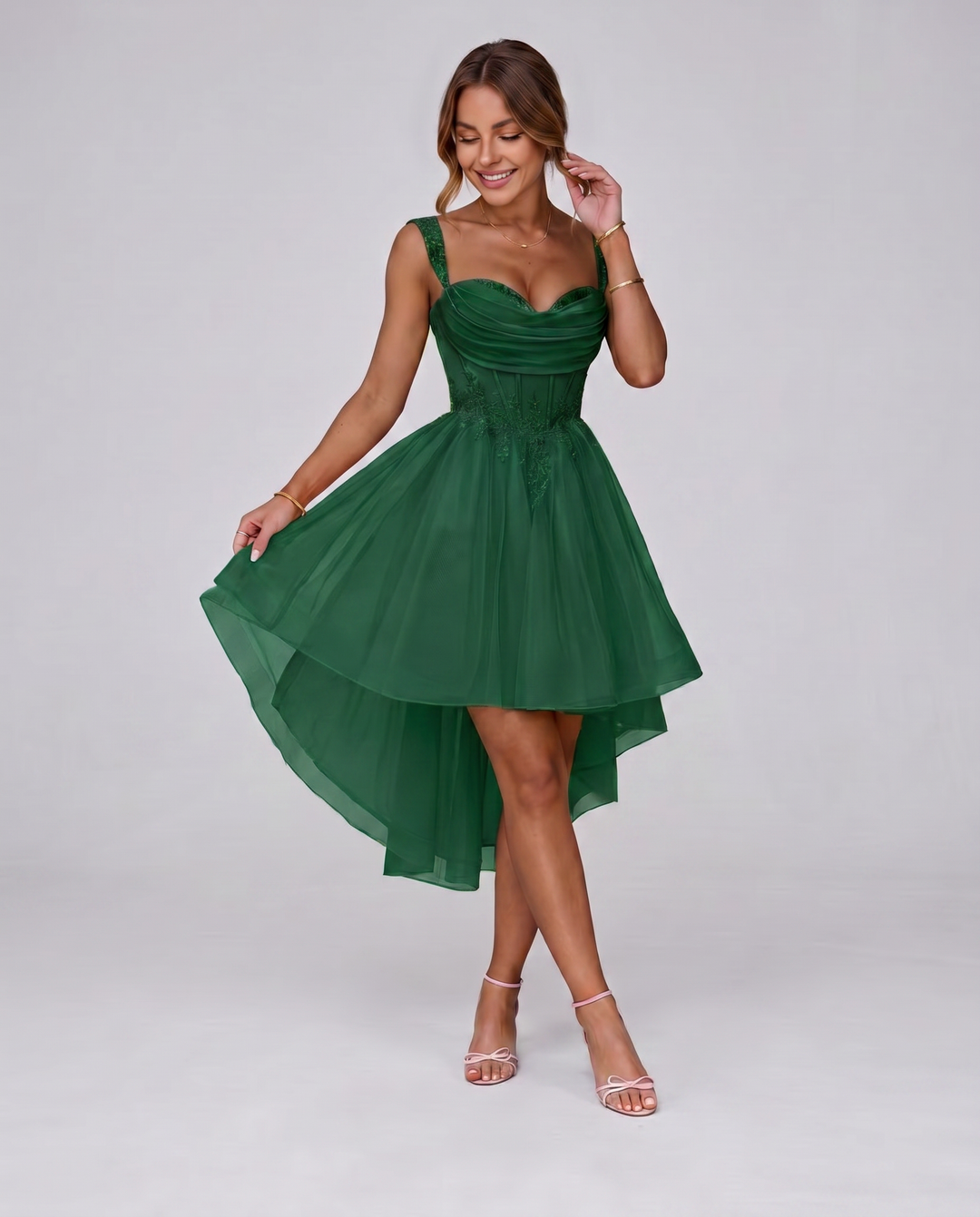 Women's Tulle Midi Dress with Fit and Flare Skirt 33