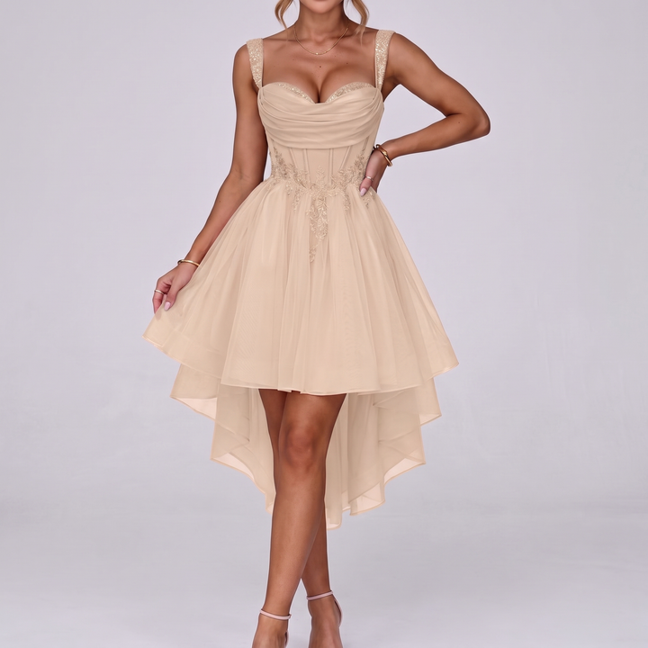 Women's Tulle Midi Dress with Fit and Flare Skirt 4