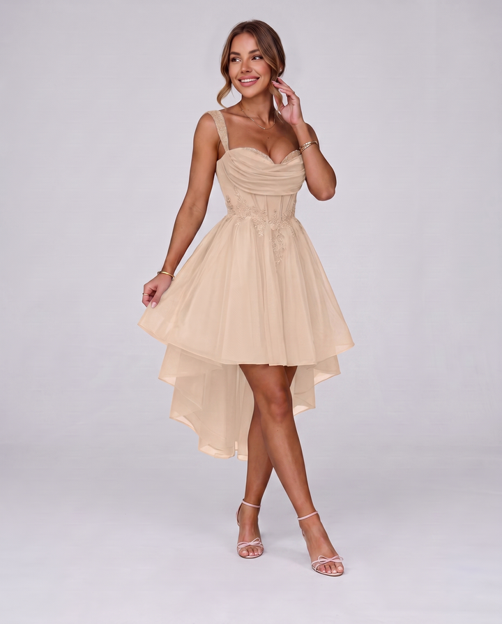 Women's Tulle Midi Dress with Fit and Flare Skirt 40