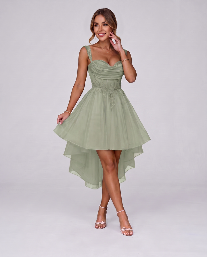 Women's Tulle Midi Dress with Fit and Flare Skirt 49