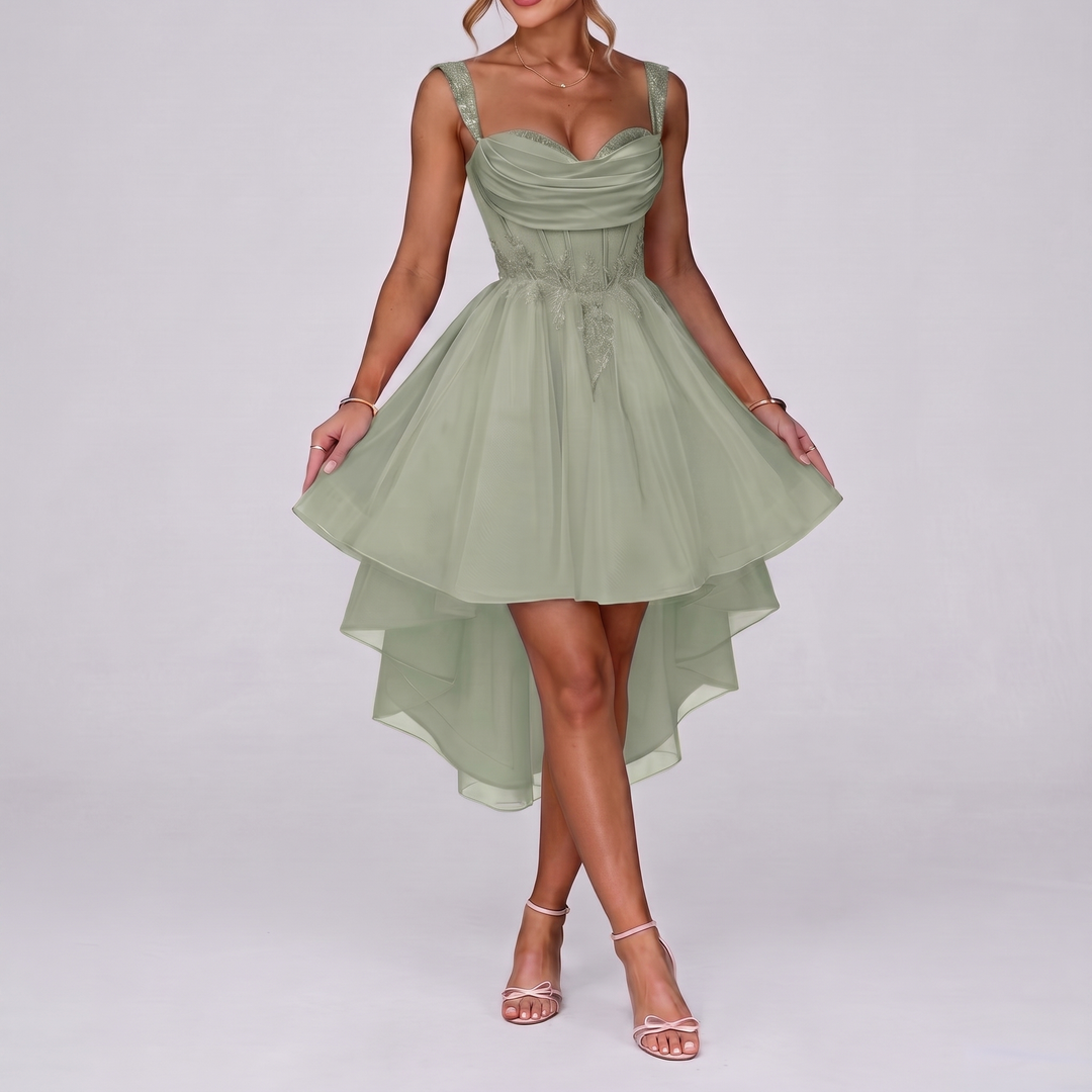 Women's Tulle Midi Dress with Fit and Flare Skirt 5