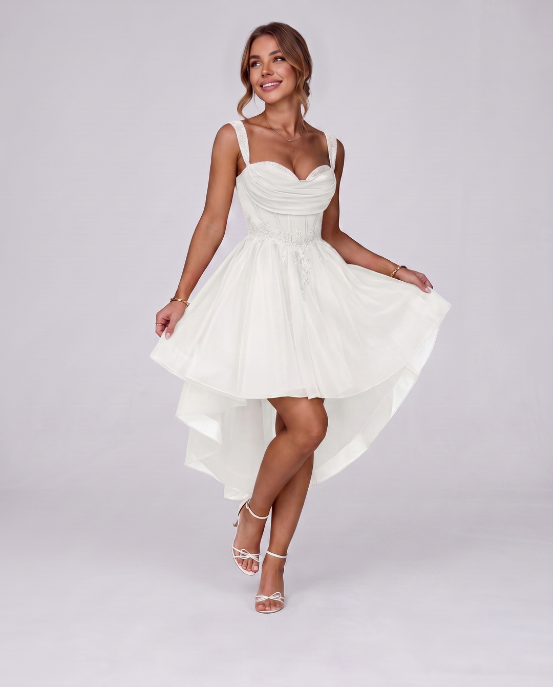 Women's Tulle Midi Dress with Fit and Flare Skirt 52