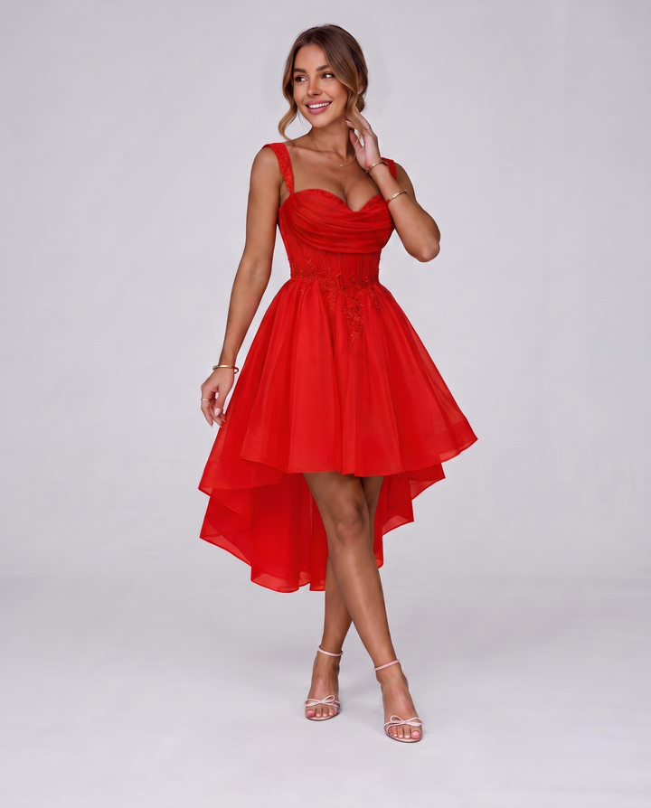 Women's Tulle Midi Dress with Fit and Flare Skirt 57