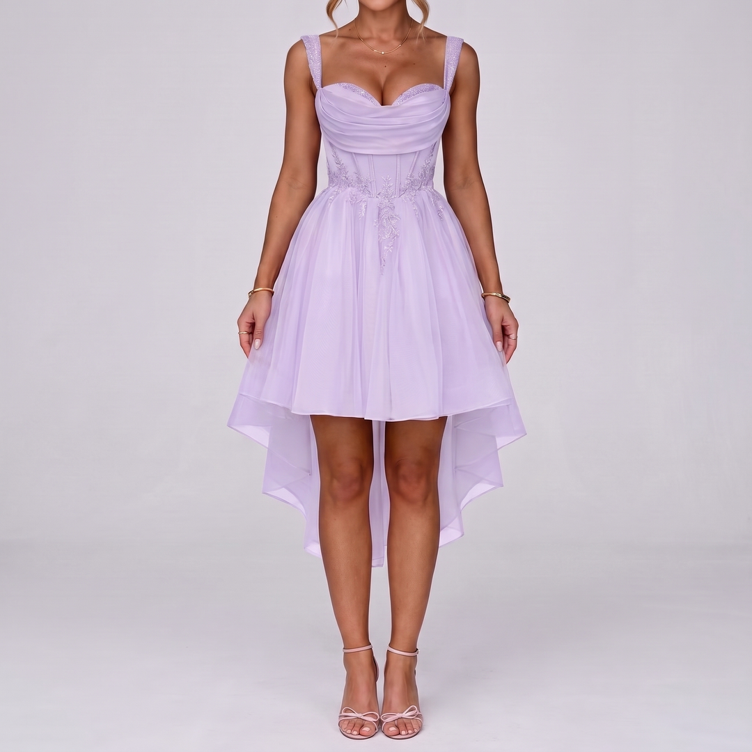 Women's Tulle Midi Dress with Fit and Flare Skirt 9