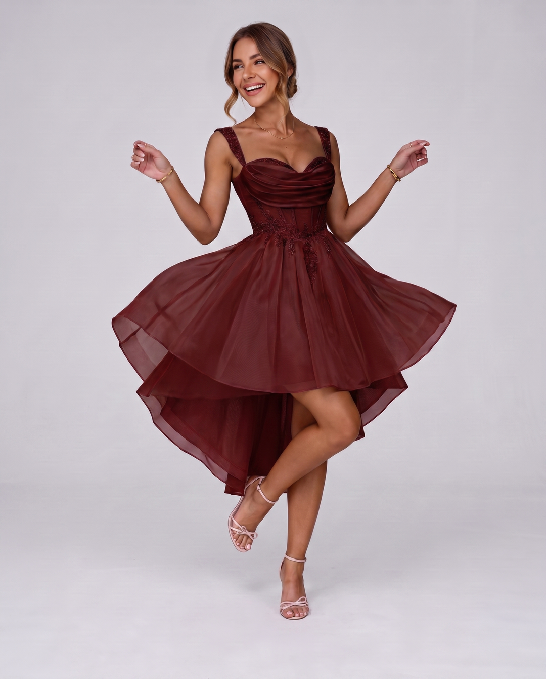 Women's Tulle Midi Dress with Fit and Flare Skirt 90