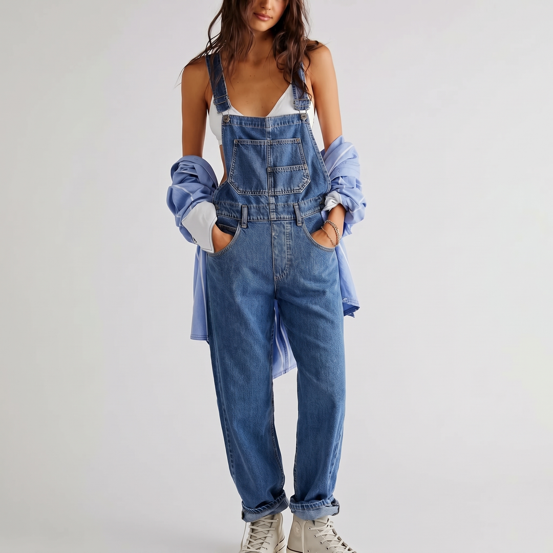 Women's Wide-Leg Dungarees for Weekends with Bib Pocket 1