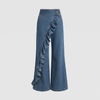 Women's Wide Leg Jeans for Daily Wear with Ruffle Detail