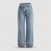 Women's Wide Leg Jeans with Asymmetric Waist
