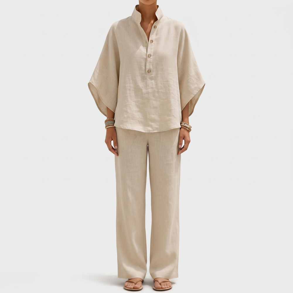 Women's Wide Sleeve Pant Set for Holidays with Wide-Leg Fit 1