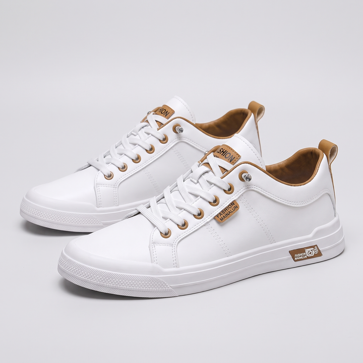 Men's Leather Trainers for Daily Wear with Cushioned Insole