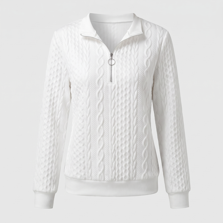 Women's Cozy Zip Sweater for Layering with Half Open Collar