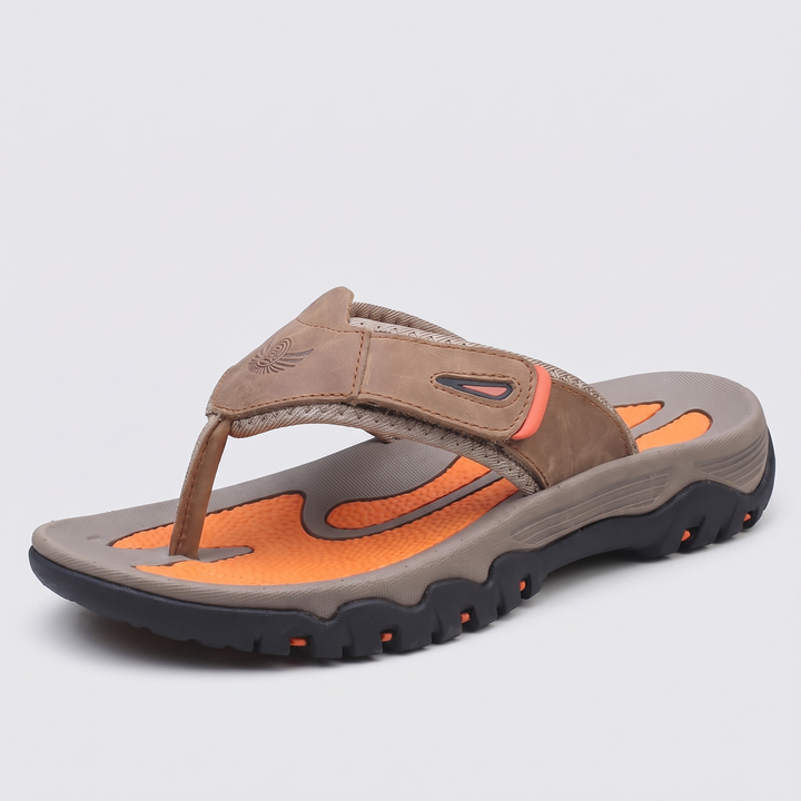 Men's Leather Sandals for Summer with Cushioned Footbed